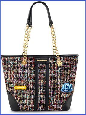 Faux Leather Quilted Tote Bag with Chain Strap for Laptop